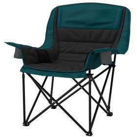 Outsunny Padded Camping Chair for Adults, Portable Folding Camping Chair with Side Pockets, Cup Holders, Carry Bag, Black