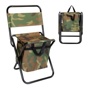 Foldable Fishing Chair With Backrest Built-In Cooler Bag Portable Handle Outdoor Lightweight Fishing Stool For Camping Hiking Hunting (Option: Camouflage)