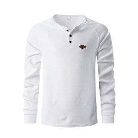 Waffle Buckle Quick-drying Raglan Henry Long Sleeve (Option: White-M)