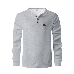 Waffle Buckle Quick-drying Raglan Henry Long Sleeve (Option: Light gray-L)